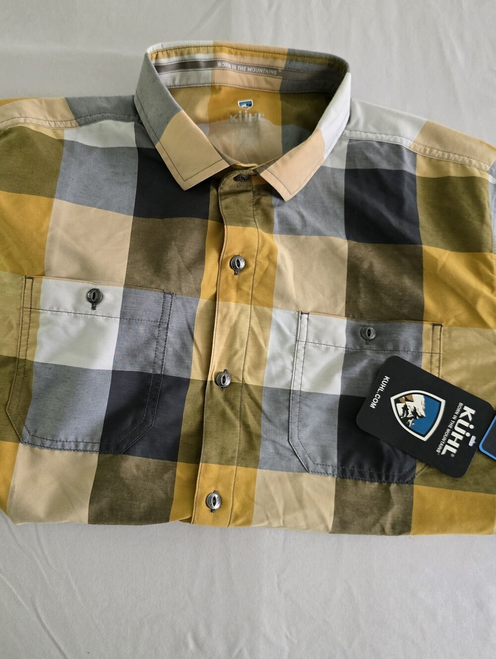 Kuhl Yellow Cobblestone Upf 30+ Button Down Size L NWT